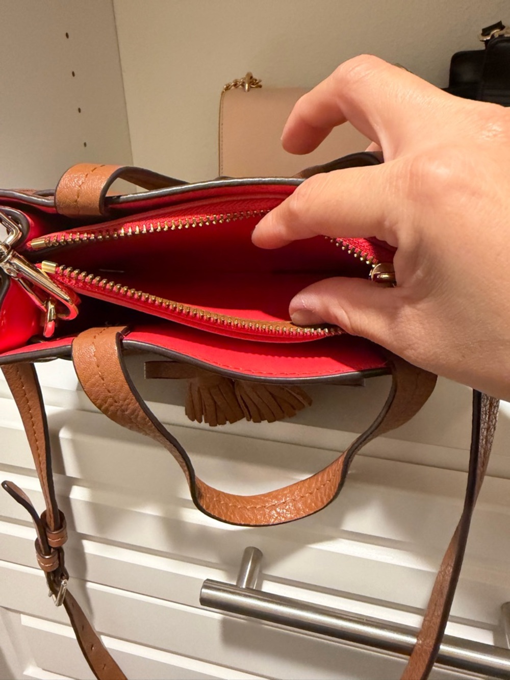 kate spade Brown Leather Satchel with Red Interior - Picture 4 of 5